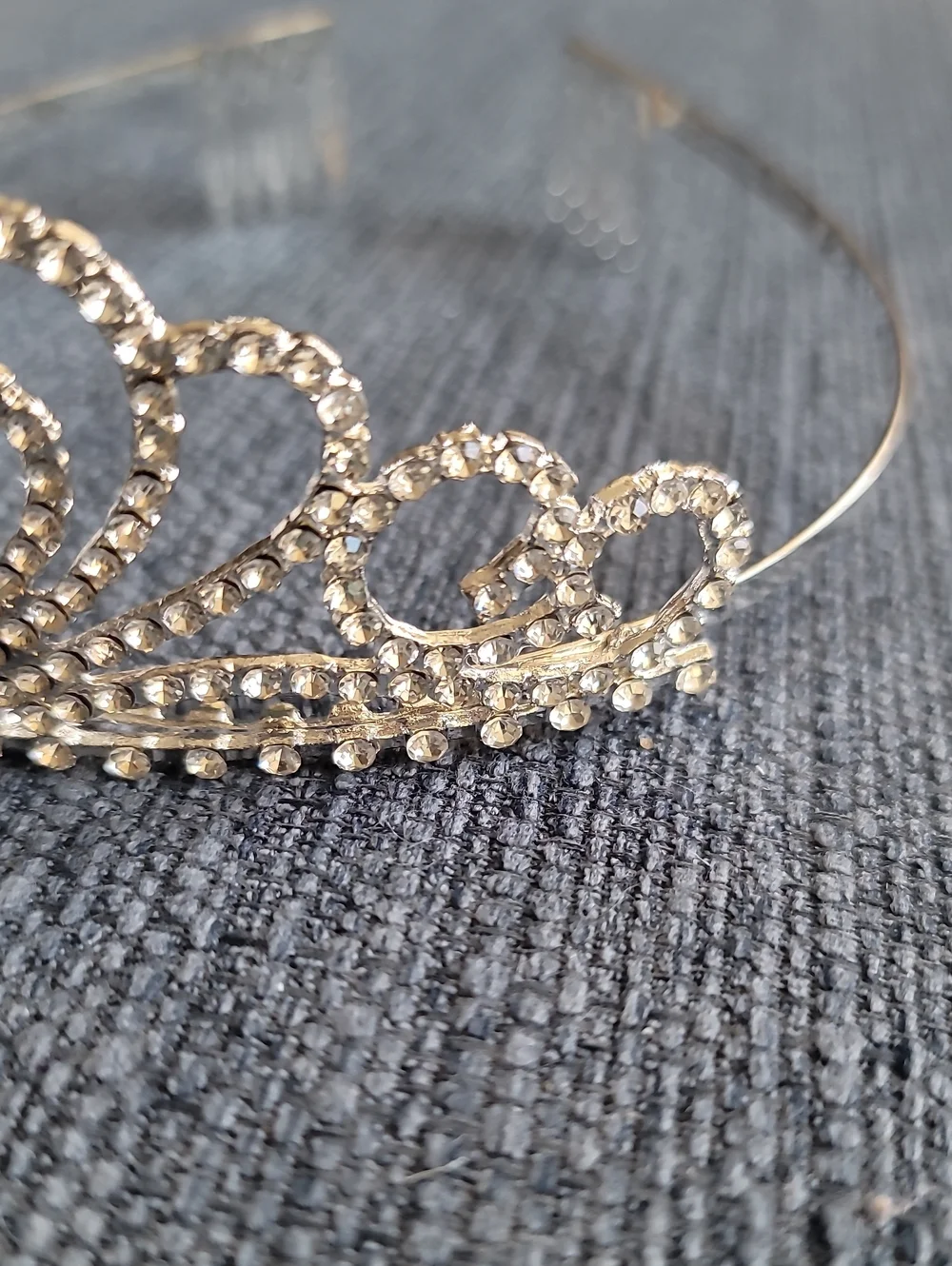 Boutique Silver Crystal Heart Tiara Headband